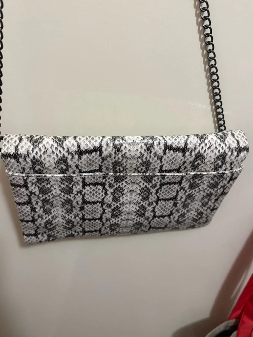A New Day Black & White Snake-Print Chain Crossbody